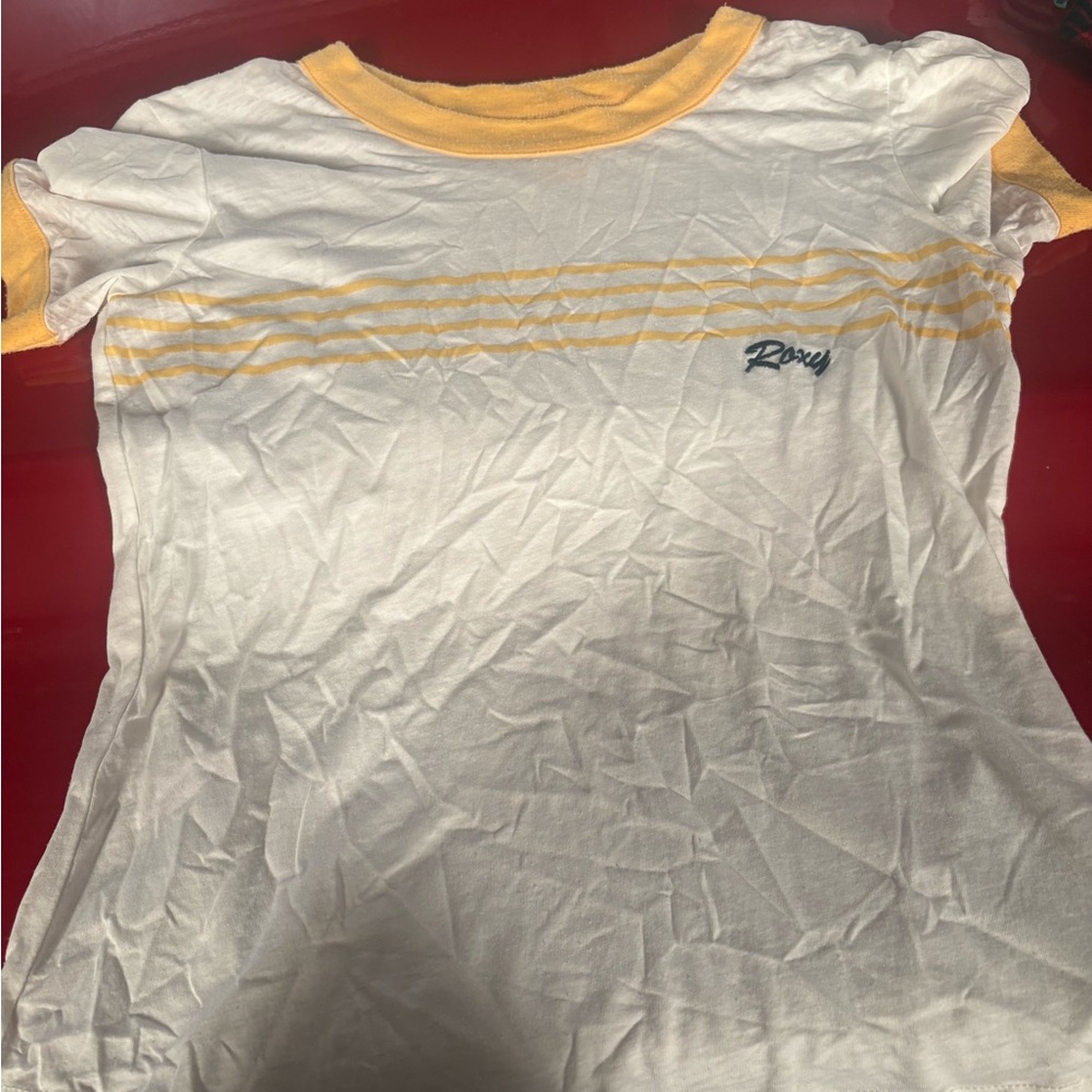 Roxy Cream and Yellow Striped Tee